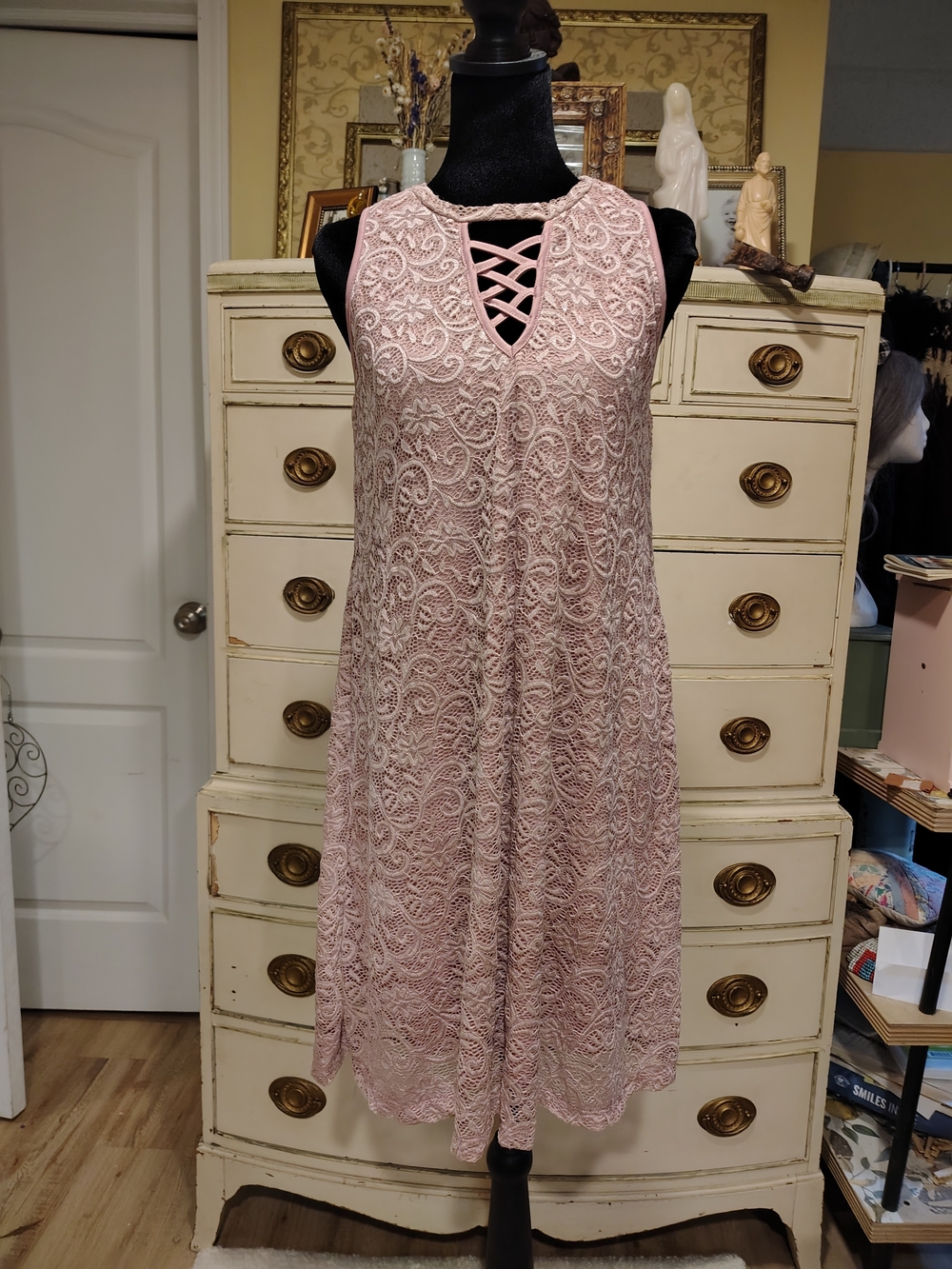 Liberty Love Dusty Pink Lace Sleeveless A-Line Dress